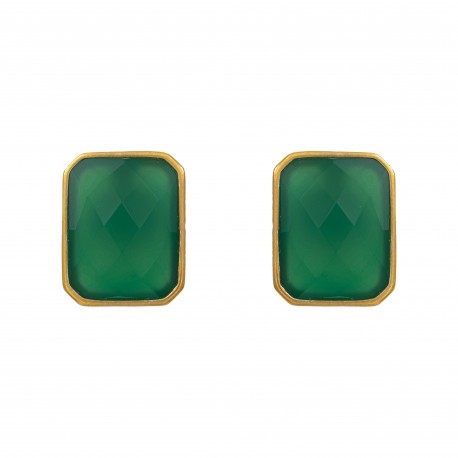 Brinco Fane's Pedra Natural Esmeralda Dourado