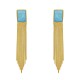 Brinco Fane's Pedra Natural Hawlita Azul Franjas Dourado