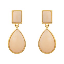 Brinco Fane's Pedra Natural Opala Rose Dourado
