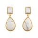Brinco Fane's Pedra Natural Hawlita Branca Dourado