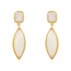 Brinco Fane's Pedra Natural Madrepérola Dourado