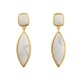 Brinco Fane's Pedra Natural Hawlita Branca Dourado