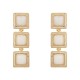 Brinco Fane's Pedra Natural Quartzo Branco Zircônias Dourado