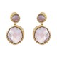 Brinco Fane's Pedra Natural Ametista Zircônias Dourado
