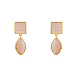 Brinco Fane's Pedra Natural Madrepérola Dourado