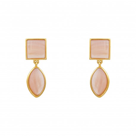 Brinco Fane's Pedra Natural Madrepérola Dourado
