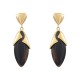Brinco Fane's Pedra Natural Ágata Negra Dourado