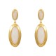 Brinco Fane's Pedra Natural Quartzo Branco Dourado