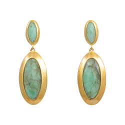 Brinco Fane's Pedra Natural Jaspe Verde Dourado