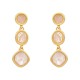 Brinco Fane's Pedra Natural Quartzo Rose Dourado