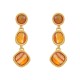 Brinco Fane's Pedra Natural Cornalina Dourado