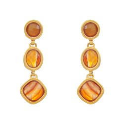 Brinco Fane's Pedra Natural Cornalina Dourado