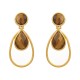 Brinco Fane's Pedra Natural Olho de Tigre Gota Dourado
