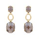 Brinco Fane's Pedra Natural Quartzo Fume Elos Dourado