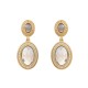 Brinco Fane's Pedra Natural Cristal Zircônias Dourado