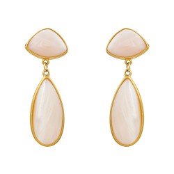 Brinco Fane's Pedra Natural Madrepérola Dourado