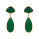 Brinco Fane's Pedra Natural Ágata Verde Dourado