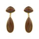 Brinco Fane's Pedra Natural Olho de Tigre Dourado