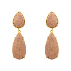 Brinco Fane's Pedras Naturais Amazonita Mel Dourado
