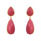 Brinco Fane's Pedras Naturais Jaspe Pink Dourado