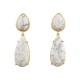 Brinco Fane's Pedras Naturais Howlita Dourado