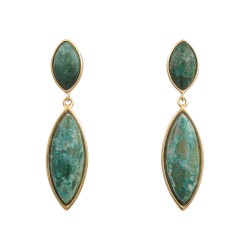 Brinco Fane's Pedra Natural Jaspe Dourado