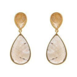 Brinco Fane's Pedra Natural Citrino Dourado