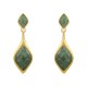 Brinco Fane's Pedra Natural Quartzo Verde Dourado