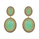 Brinco Fane's Pedra Natural Ágata Verde Zircônias Dourado
