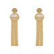 Brinco Fane's Pedra Natural Quartzo Rutilado Franjas Dourado