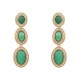 Brinco Fane's Pedra Natural Ágata Verde Zircônias Dourado