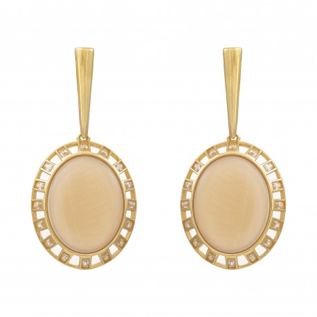 Brinco Fane's Madrepérola Zirconias Dourado