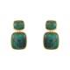 Brinco Fane's Pedra Natural Jaspe Verde Dourado