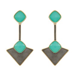 Brinco Fane's Pedra Natural Cristal Dourado Grafite