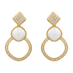 Brinco Fane's Pedra Natural Ágata Zirconias Dourado