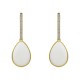 Brinco Fane's Pedra Natural Ágata Branca Zircônia Dourado
