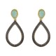 Brinco Fane's Pedra Natural Ágata Azul Zircônia Dourado