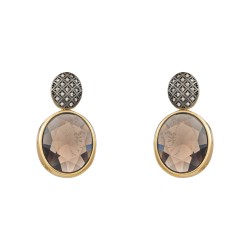 Brinco Fane's Pedra Natural Cristal Dourado Grafite