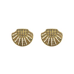 Brinco Estela Geromini Conchas Cristais Ouro