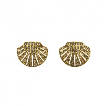 Brinco Estela Geromini Conchas Cristais Ouro