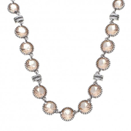 Colar Estela Geromini Peach Cristais Prata