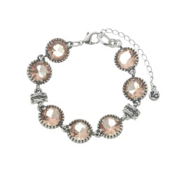 Pulseira Estela Geromini Peach Cristais Prata