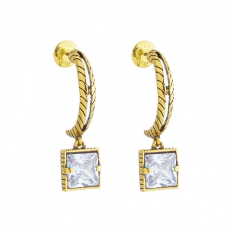 Brinco Estela Geromini Macri Argola Cristal Ouro