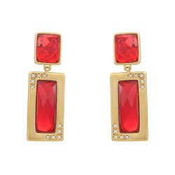 Brinco Fane's Pedra Natural Rubi Zircônias Dourado