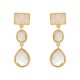 Brinco Fane's Pedra Natural Quartzo Rutilado Dourado