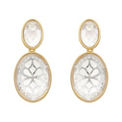 Brinco Fane's Pedra Natural Cristal Dourado