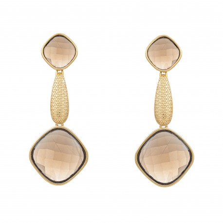 Brinco Fane's Pedra Natural Cristal Dourado