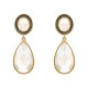 Brinco Fane's Pedra Natural Cristal Dourado Grafite