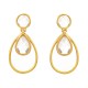 Brinco Fane's Pedra Natural Cristal Gota Dourado