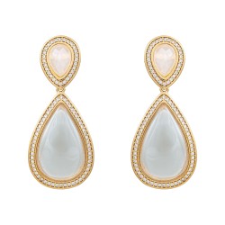 Brinco Fane's Pedra Natural Cristal Zirconias Dourado